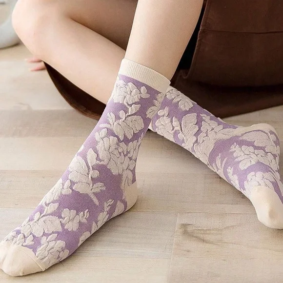 Colorful Floral Textured Socks Set - Picture 4 of 5